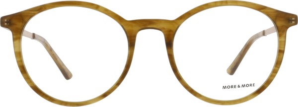 Runde Hornbrille aus honigfarbigem Kunststoff von der Marke More&More