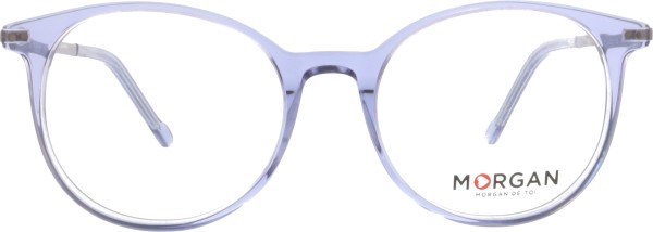 Frühlingshafte blau transparente Brille aus Kunststoff für Damen von der Marke Morgan