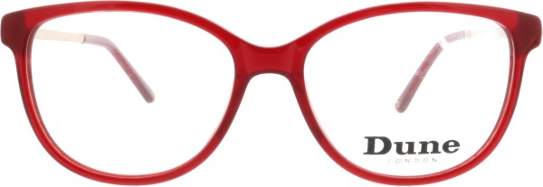 Knallige rote Damenbrille aus Kunststoff von der Marke Dune London 
