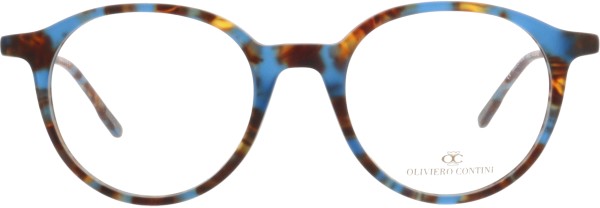 Moderne runde Brille für Damen in einer Pantoform in der Farbe braun blau