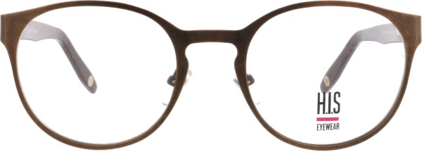 Tolle runde Brille aus gebürsteten Metall für die Dame von HIS in der Farbe braun
