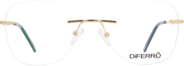 Moderne randlose Brille für Damen von der Marke Diferró in der Farbe gold