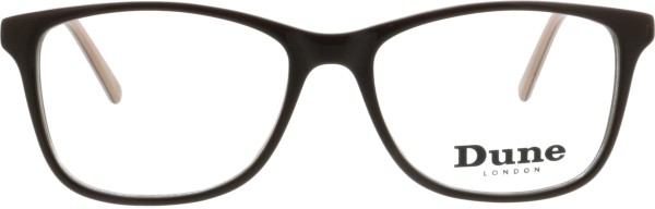 Klassische Kunststoffbrille von der Marke Dune London in einem warmen Braunton für Damen