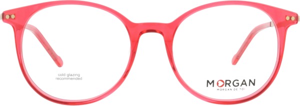 Frühlingshafte pink transparente Brille aus Kunststoff für Damen von der Marke Morgan