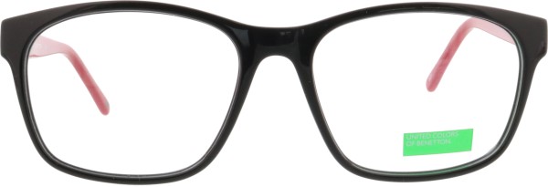 Flotte Damenbrille von der Marke Benetton in der Farbe schwarz mit roten Bügeln