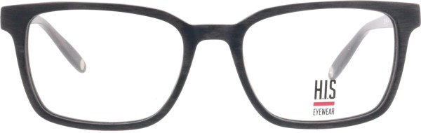 Hübsche HIS Unisex Kunststoffbrille in grauer Holzoptik in einer rechteckigen Form 