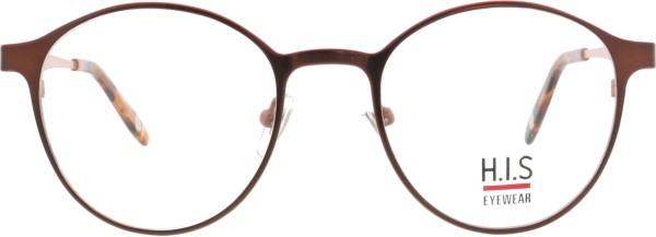 Hübsche Damenbrille von HIS in runder Form in den Farben braun und rot