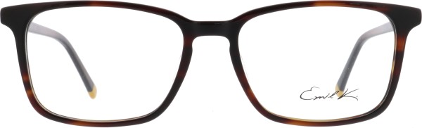 Moderne Kunststoffbrille für Damen und Herren in der Farbe braun mit gelben Bügelenden