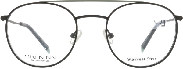 Trendige Herren- und Damenbrille in grau mit angesagtem Doppelsteg versehen von der Marke Miki Ninn
