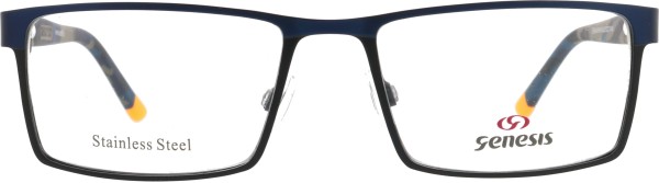 Markante Herrenbrille aus Metall in rechteckiger Form in der Farbe blau