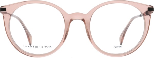 Coole klassische Kunststoffbrille für Damen von der Marke Tommy Hilfiger in der Farbe rosa