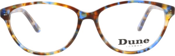 Klassisch schöne Damenbrille von der Marke Dune London in den Farben braun blau gemustert