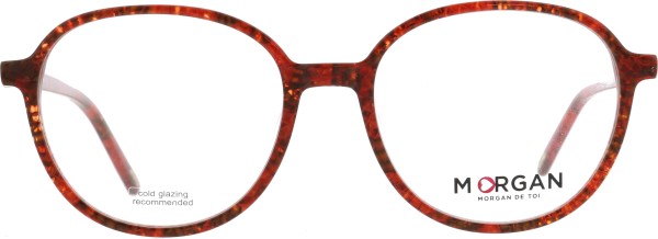 Wunderschöne rot gemusterte Kunststoffbrille für Damen von der Marke Morgan