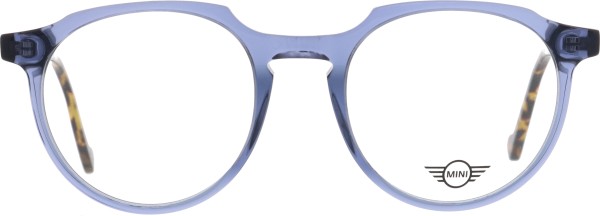 Peppige Kunststoffbrille für Damen und Herren von der Marke Mini in der Farbe blau transparent