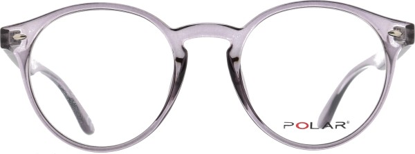 Schöne große Kunststoffbrille von Polar für Damen und Herren in grau transparent