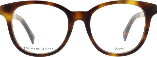 Coole klassische Kunststoffbrille für Damen von der Marke Tommy Hilfiger in der Farbe braun