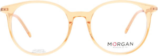 Frühlingshafte orange transparente Brille aus Kunststoff für Damen von der Marke Morgan