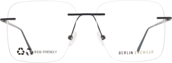 Nachhaltige randlose Brille für Herren von der Marke Berlin Eyewear in der Farbe schwarz glänzend