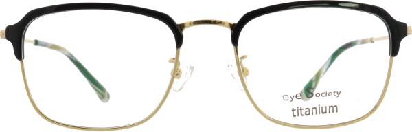 Moderne Titanbrille für Damen in einer Fabrkombination aus schwarz-gold