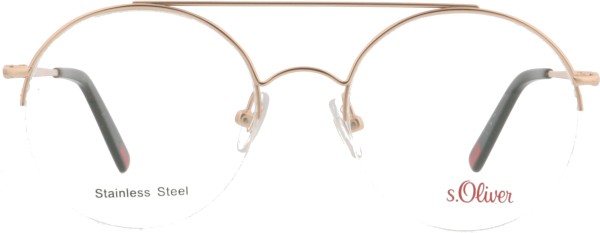 Schöne runde Halbrandbrille für Damen und Herren in der Farbe gold von der Marke s.Oliver