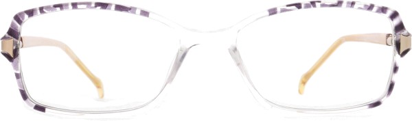 Klassische Damenbrille aus Kunststoff in der Farbe transparent mit einem lila Muster