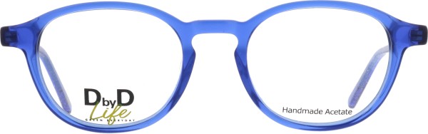 Knallig auffällige Kunststoffbrille für Damen und Herren in der Farbe blau von der Marke DbyD