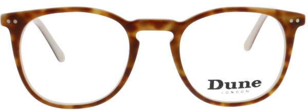 Moderne Brille von der Marke Dune London in einer Pantoform für Damen in braun