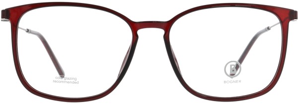 Stylische Brille für Damen und Herren in einer rechteckigen Form in der Farbe rot von Bogner