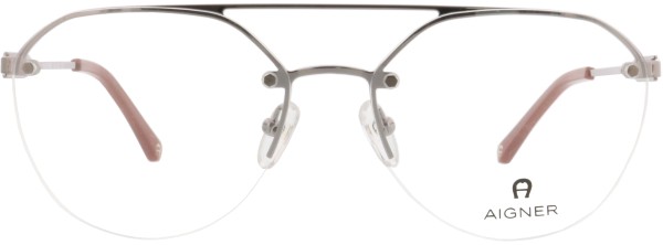 Schlichte randlos Brille für Damen und Herren in der Farbe silber von der Marke Aigner