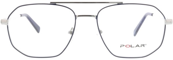 Schöne große Herrenbrille aus Metall von der Marke Polar in blau silber