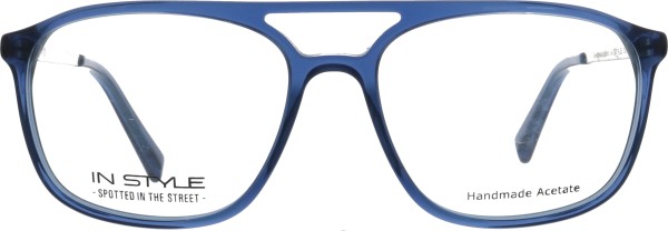 Große Kunststoffbrille mit trendigen Doppelsteg für Herren von der Marke In Style in der Farbe blau